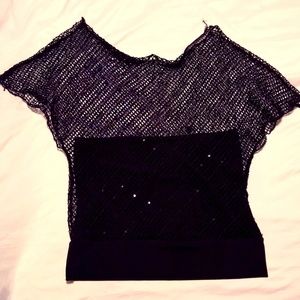 Glitter fishnet crop top